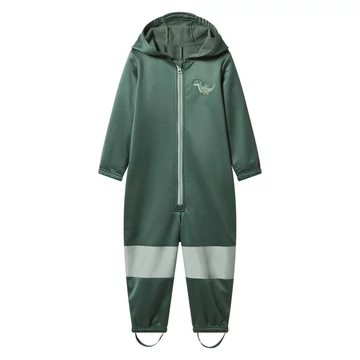 Fiús softshell overall sötétzöld színben dinós mintával