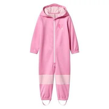 Lányos softshell overall rózsaszín színben szívecskés mintával