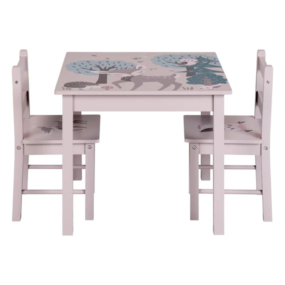 Livarno asztal székekkel - rózsaszín őzikés