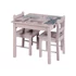 Fa asztal két székkel, rózsaszín őzikés mintával